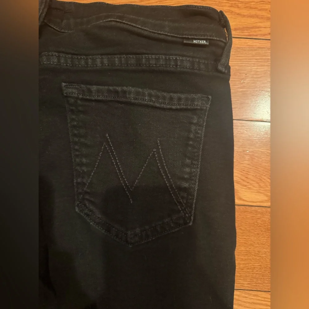 MOTHER The Looker Step Fray Black Skinny Jeans Size 28 High Rise Raw Hem